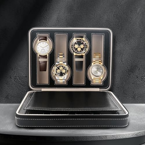 8 Slot Watch Box Faux Leather Storage Valet Premium Watch Storage Display Black