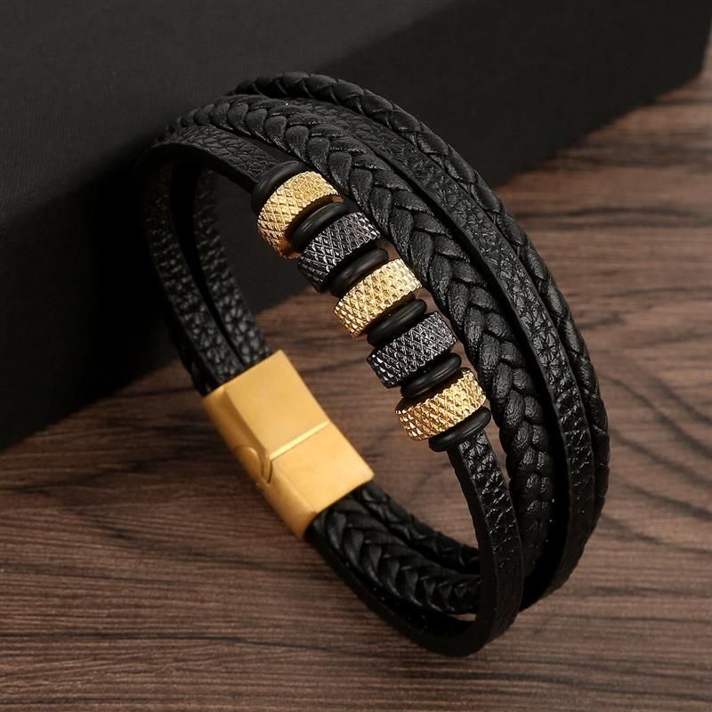 Cross Leather Bracelet – Hand-Woven Multilayer Men’s Accessories Jewelry 1pc