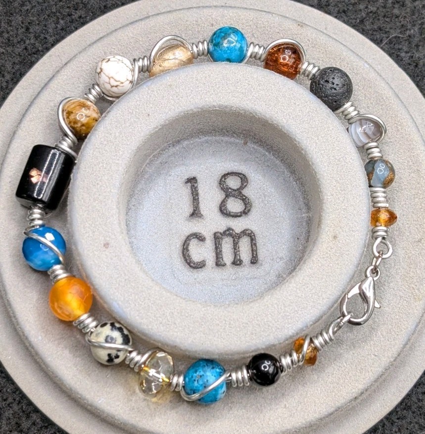 Stylish Mixed Boho Beaded Wire Wrapped Bracelet (18cm) M Wrist