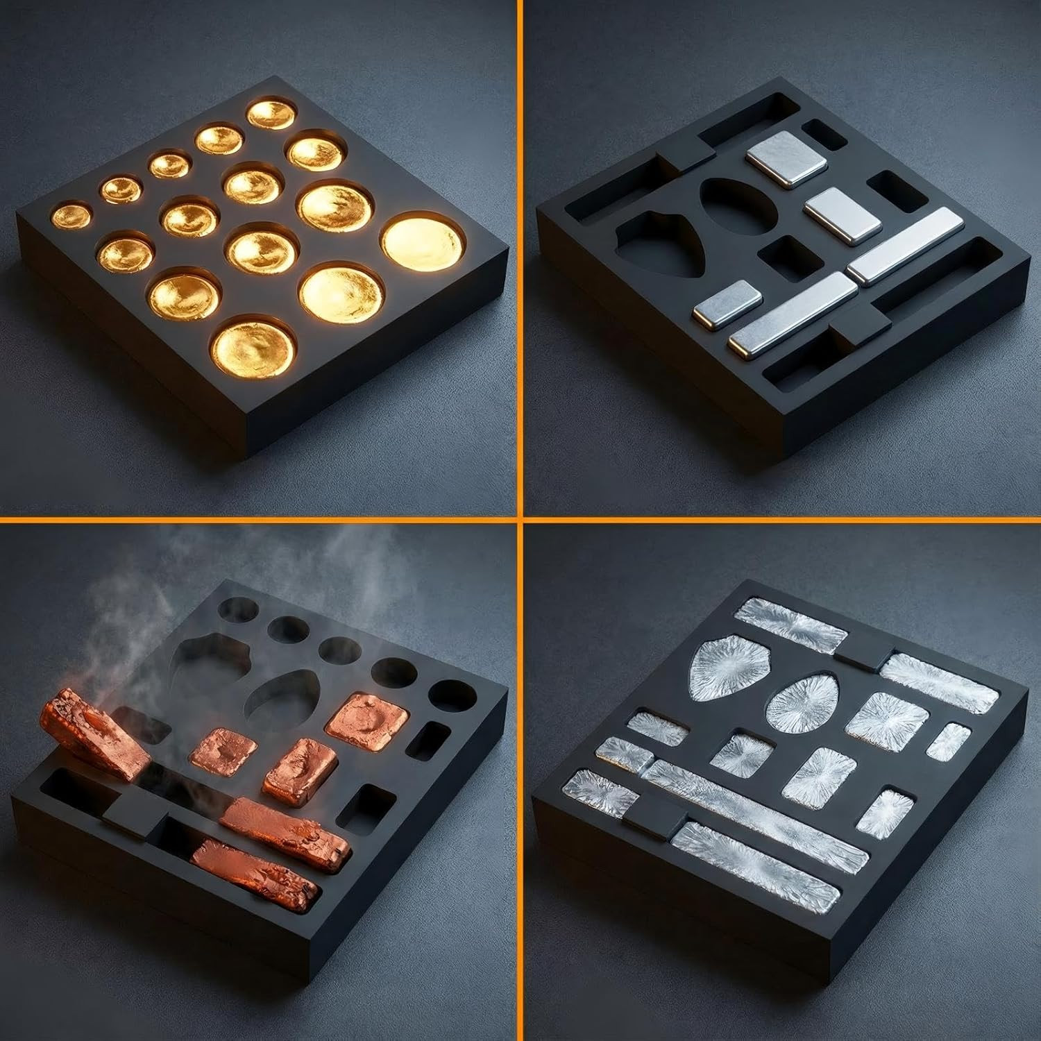 Graphite Mold 1PC for Casting Gold Silver Aluminum Copper Brass, High-Purity DI