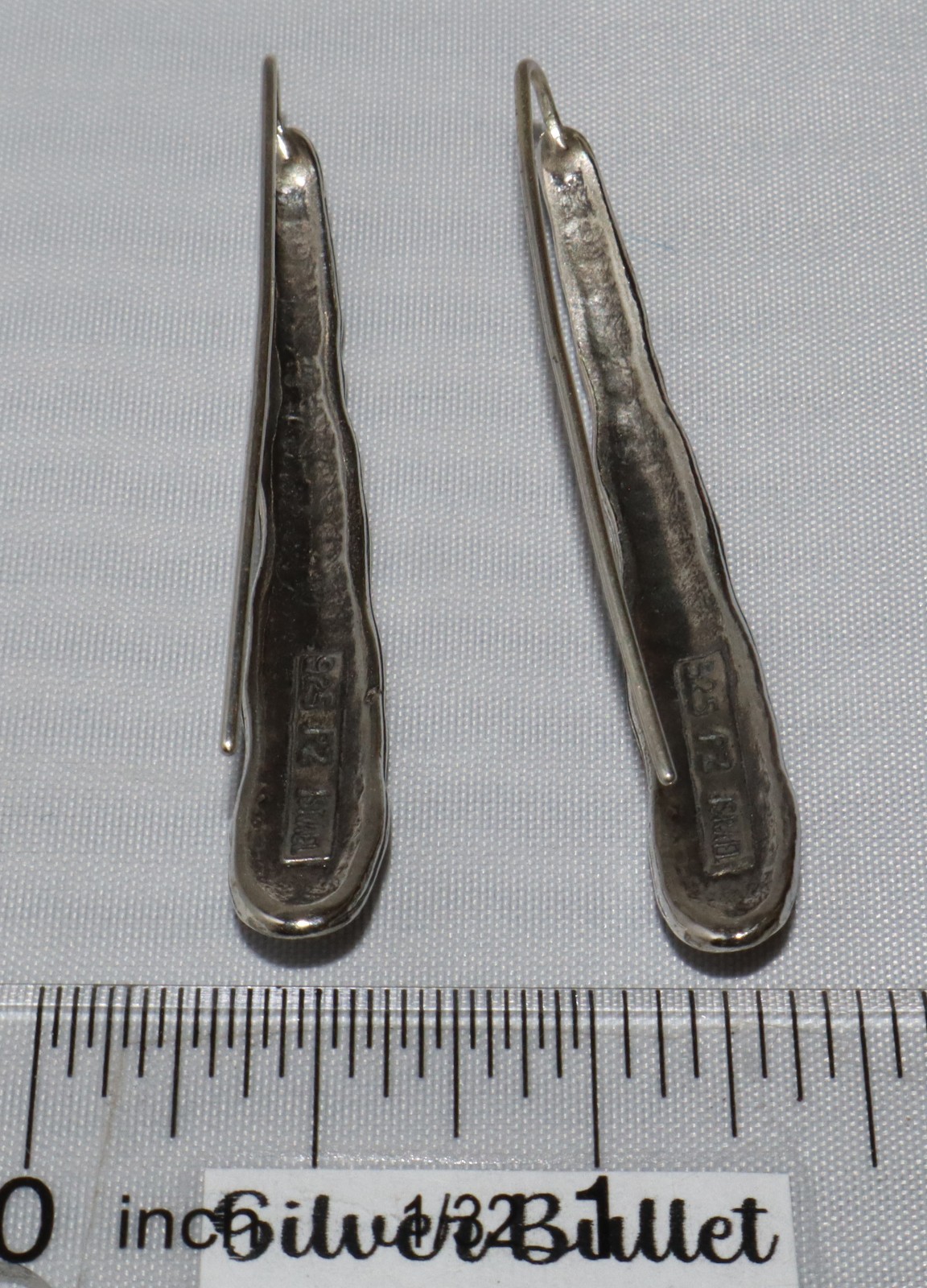 Vintage Paz Sterling Silver Hammered Ruffled Edge 2″ Long Threader Earrings