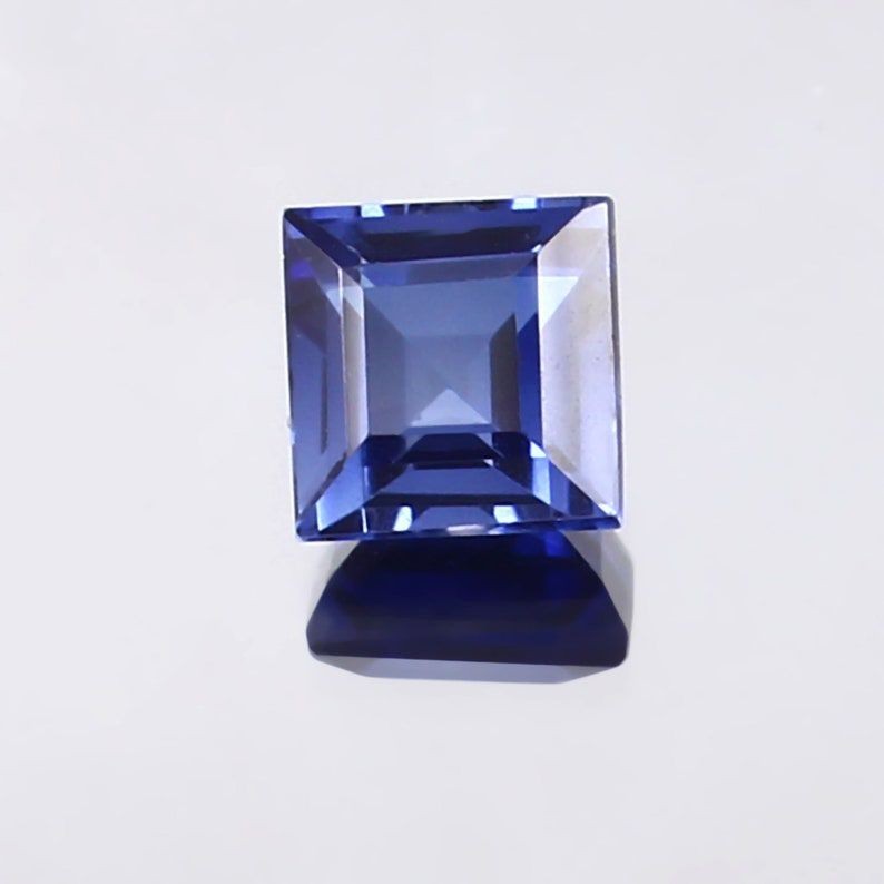 5Ct Natural Blue sapphire Princess cut Faceted Gemstone Certified Sapphire