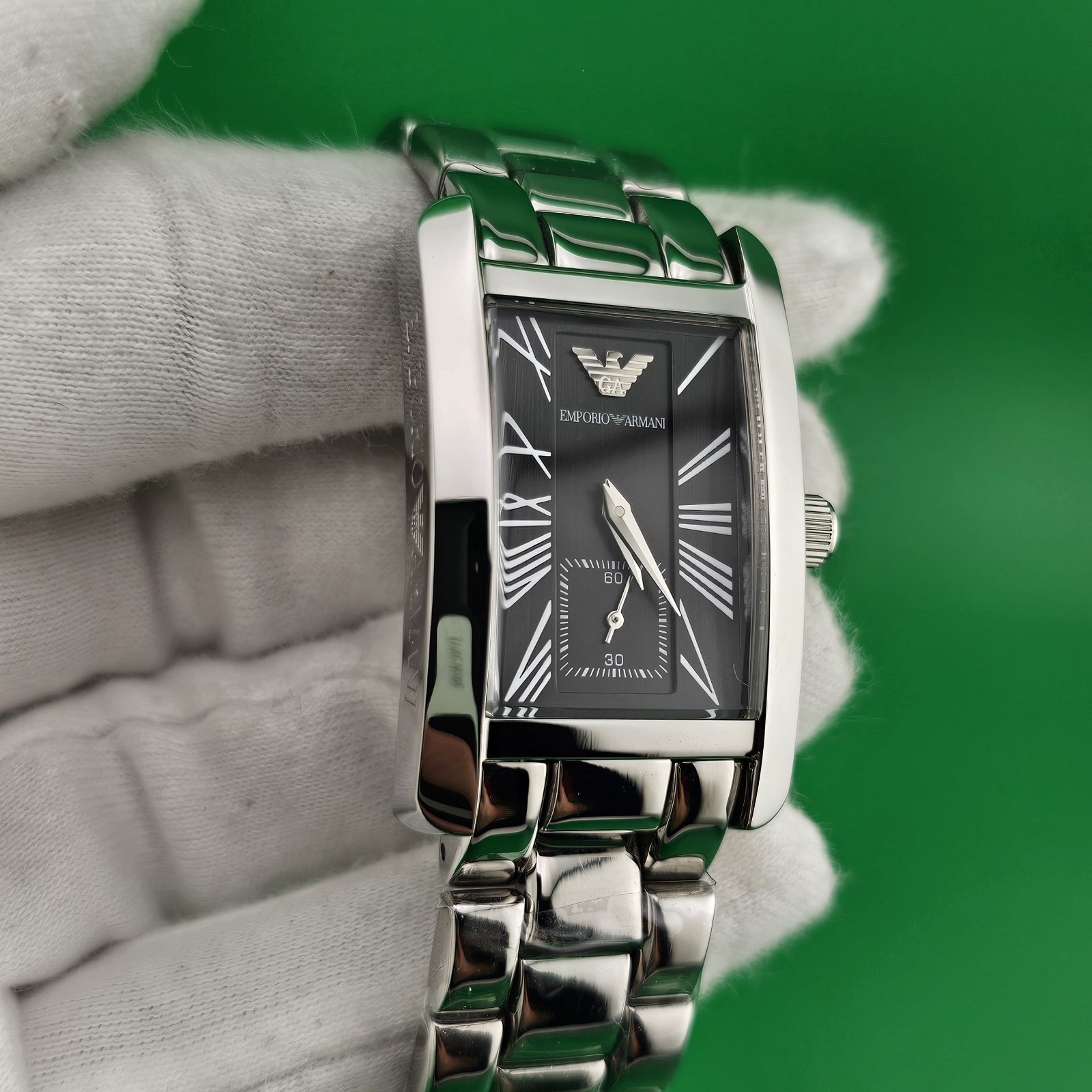 EMPORIO ARMANI WOMENS WATCH AR0157 STAINLESS STEEEL STRAP AND BLACK DIAL GENUINE