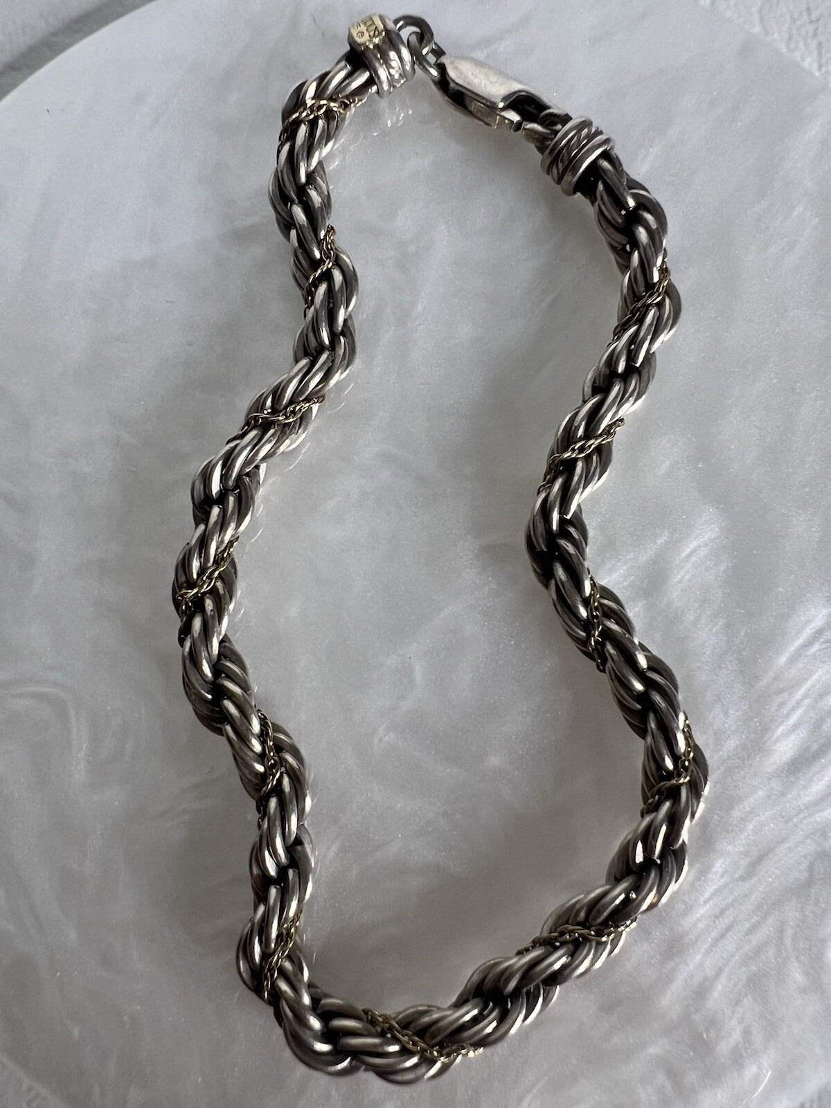 Precious TM 14k & Precious 925 Sterling Silver Rope Chain Bracelet 7”