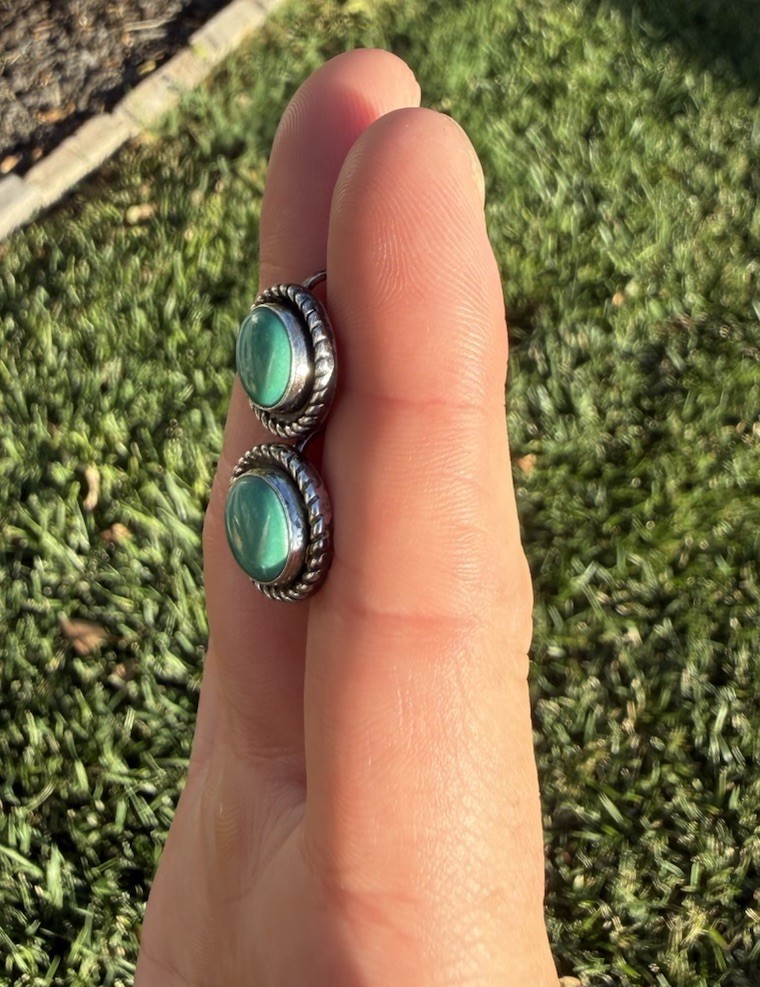 Vintage Native American Sterling Silver and Turquoise Screw Back Earrings