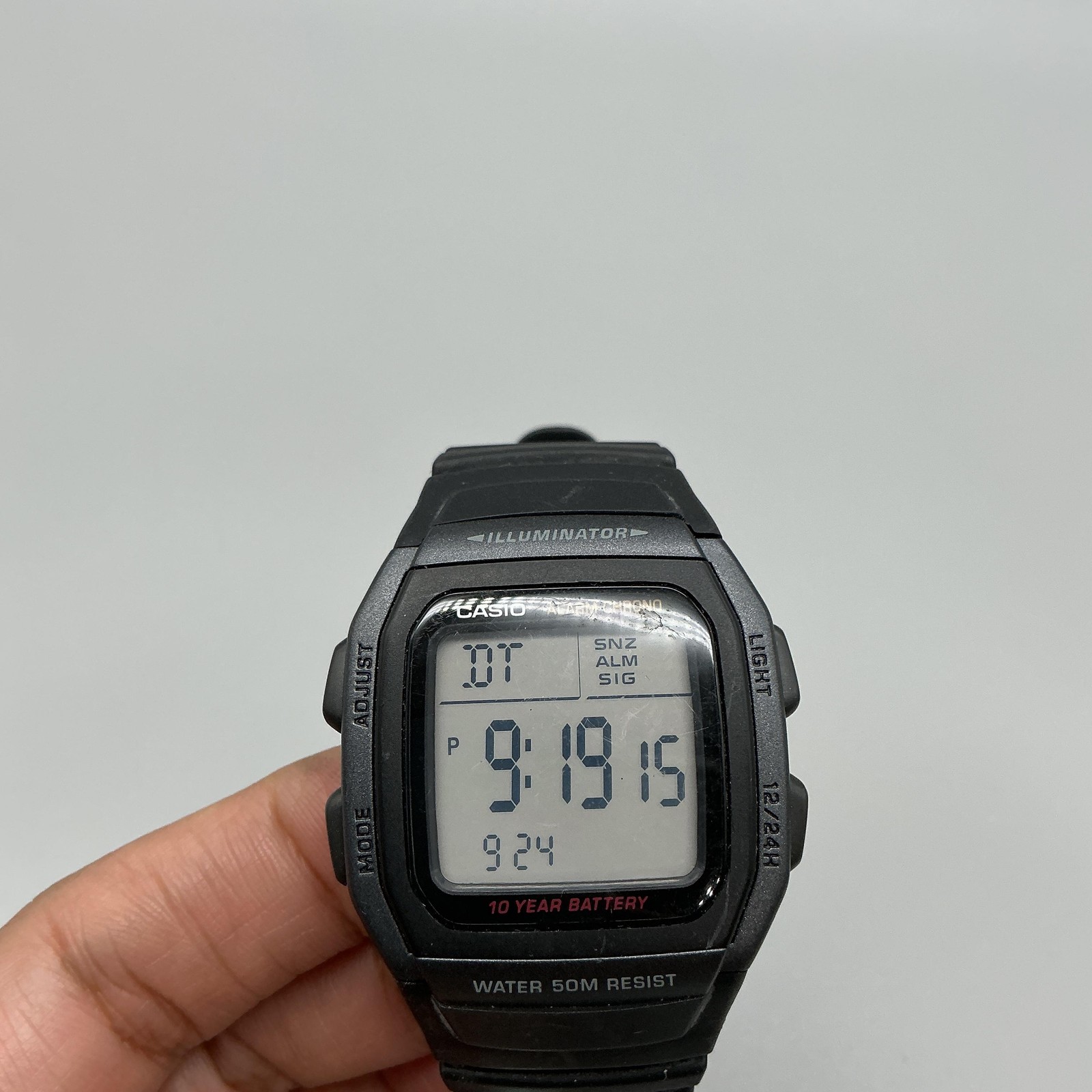 Casio W-96H Illuminator Mens Watch 36mm Digital Black Resin Alarm Day Date