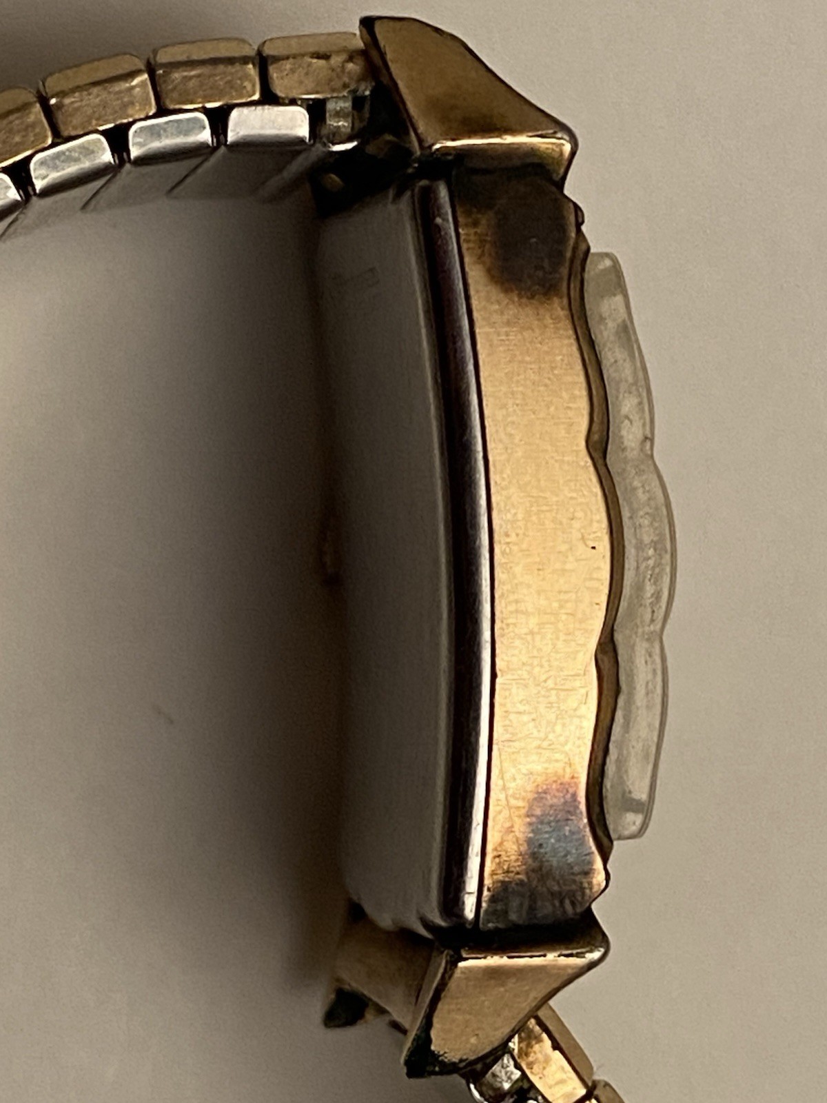 Monarch De Luxe 10K RGF Jeweled Men’s Watch Contoured Crystal It Runs! RARE