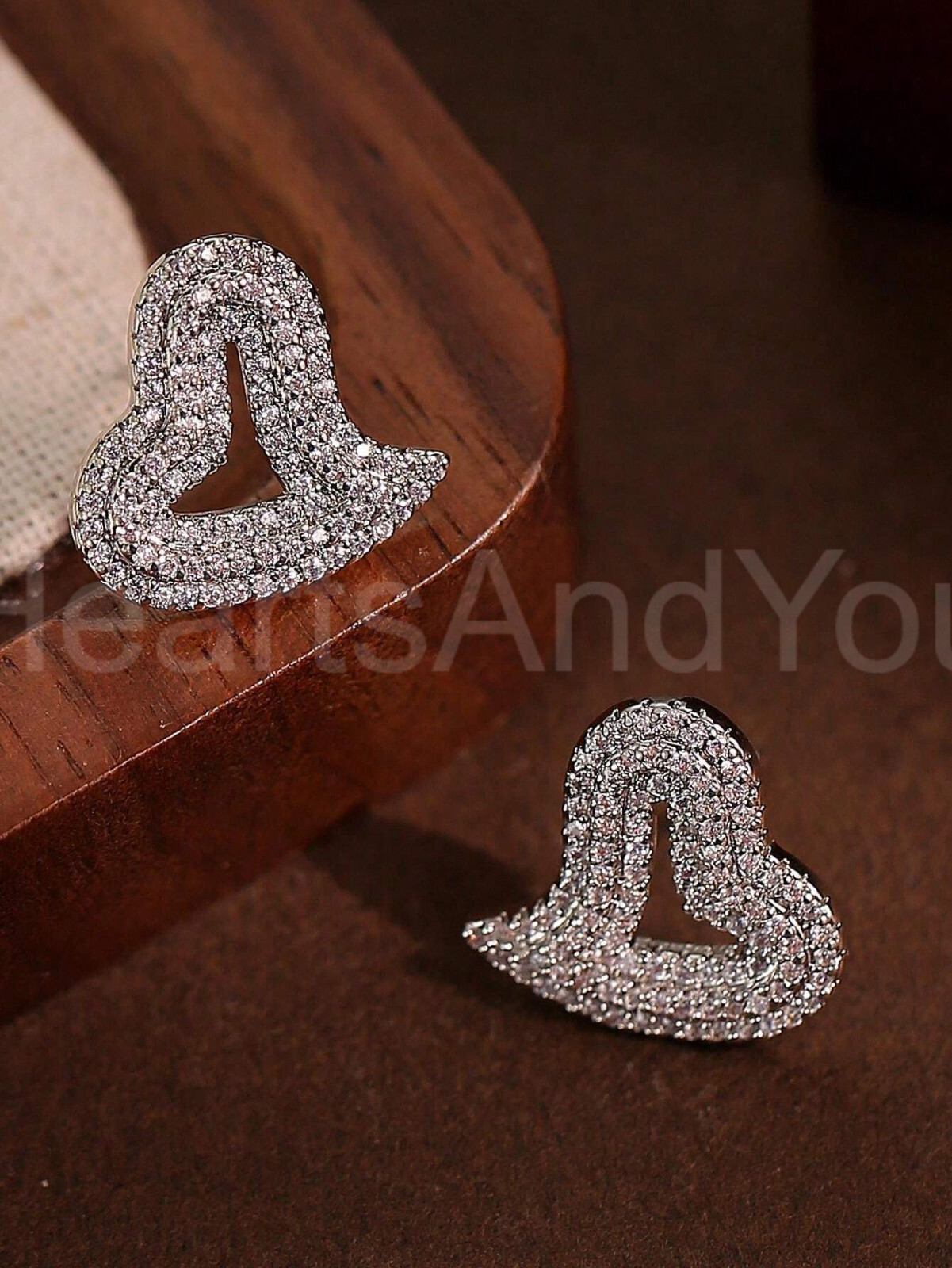 2ct Round Cut Moissanite Cluster Heart Valentine Stud Earrings White Gold Plated