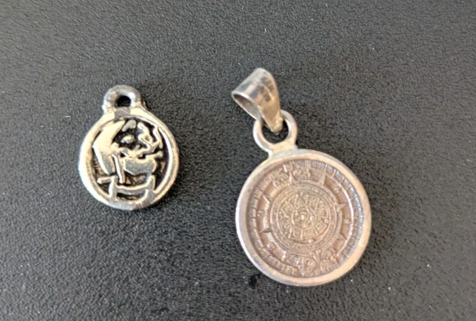 2 Small Pendants- Aztec Calendar & Heritage Creations Silver