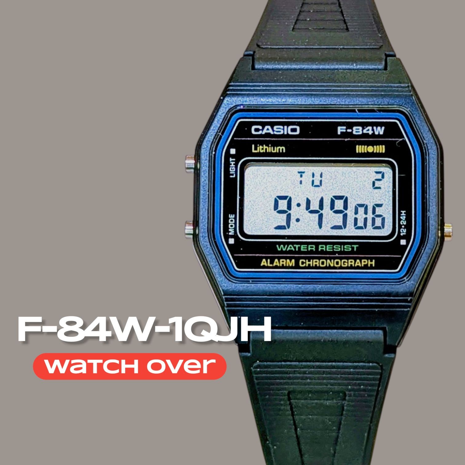 Casio F-84W-1QJH Classic Digital Watch Retro Square Style Used