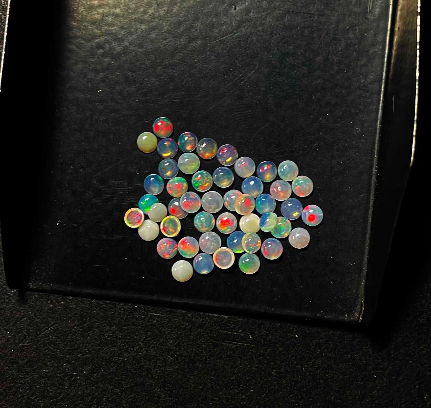 Natural Ethiopian Opal Round Cabochon Loose Gemstone Lot 47 Pcs 3 MM 3.30 CT