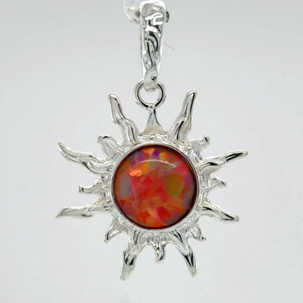Purple FIRE OPAL Sun Pendant – 925 STERLING SILVER #124e