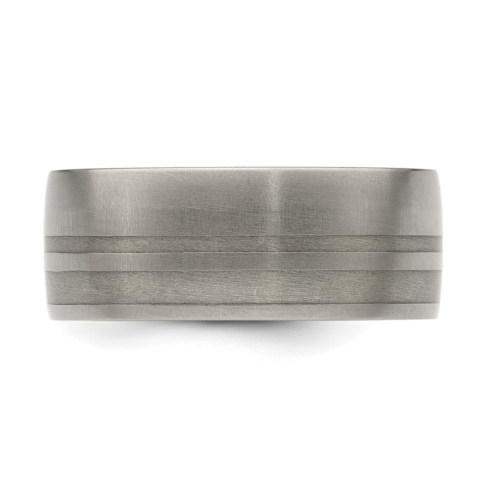 Titanium and Argentium Sterling Silver Brushed 9mm Band Ring Size 10 for Men’s