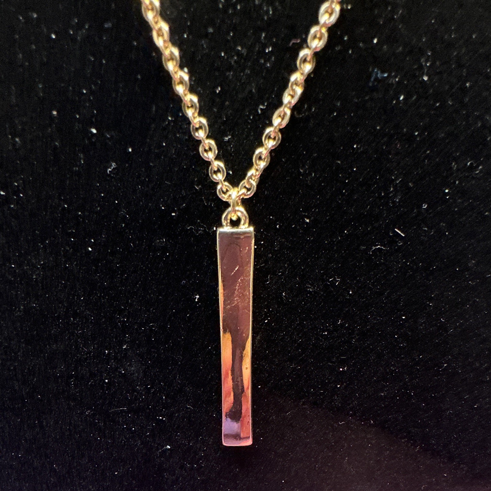 Culina Gold Tone Cable Chain Rectangle Bar Pendant Necklace, Adjustable Lobster