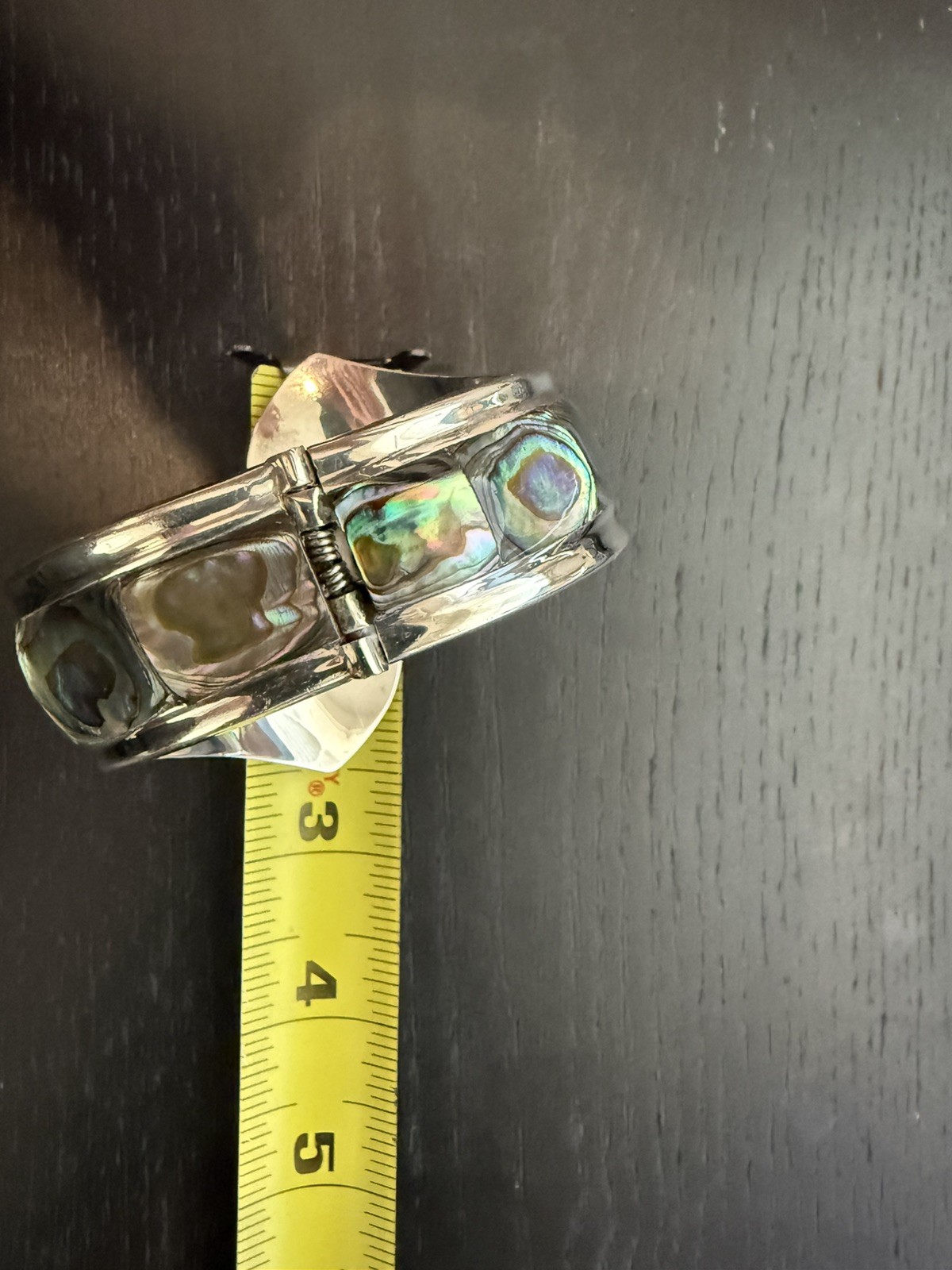 Vintage TAXCO Sterling Silver & Abalone Bypass Clamper Spring-Hinge TR-164