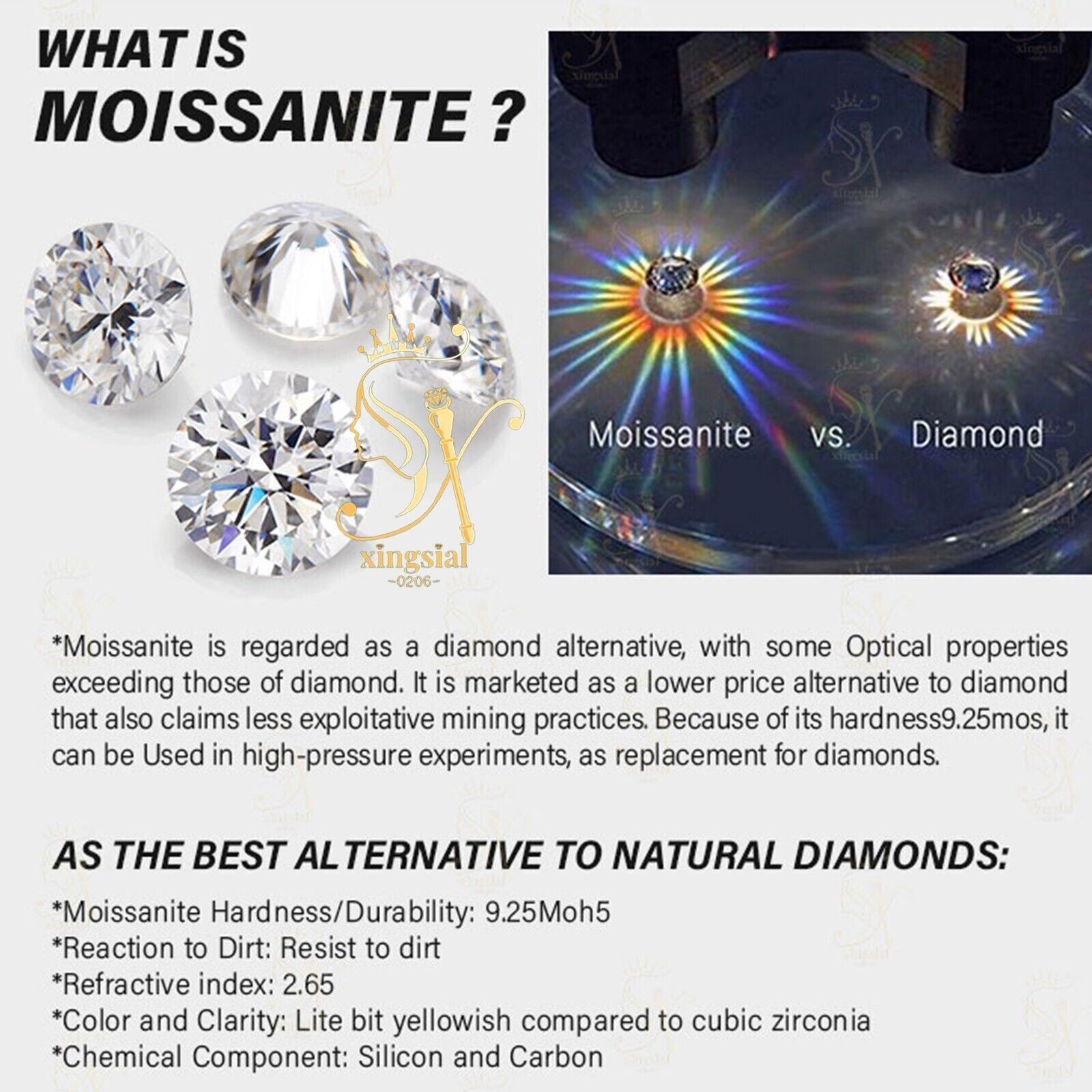 Brilliant Cut Round Moissanite Loose Stone Colour VVS1 Gemstone With Certificate