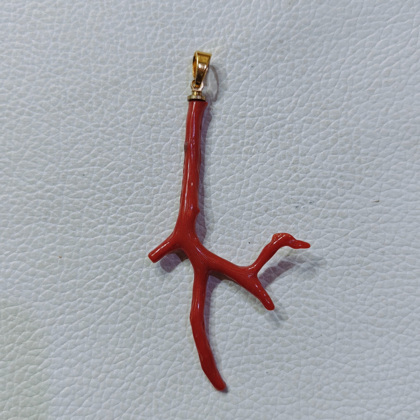 Natural Italian Red Coral Branch Brass Pendant Coral Boho Gemstone Pendant Charm