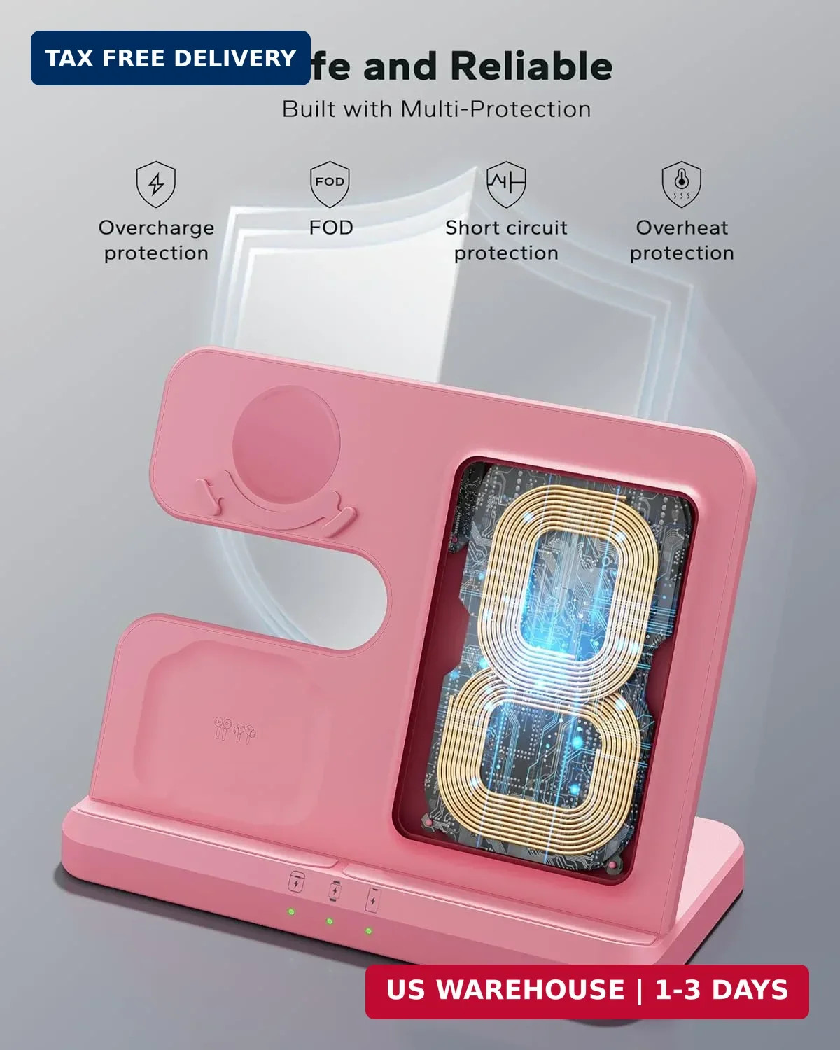 Wireless 3 in 1 Charging Station for Samsung, Phone and Watch Charger for Galaxy