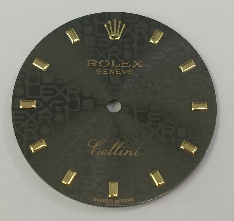 ROLEX 33 MM CELLINI 6622 WATCH BLACK COMPUTER DIAL 24 MM (GOOD & ORIGINAL)