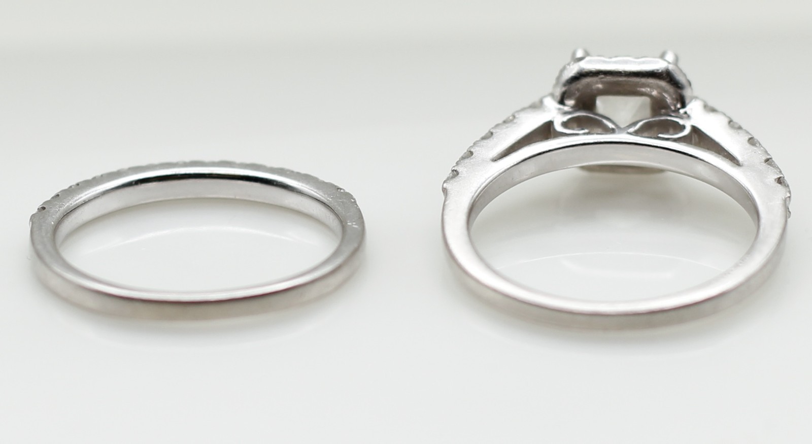 Platinum 1.80 ctw Princess Natural Diamond VS1-H Wedding Ring Set 8.8 Grams