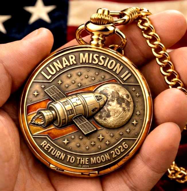 Retro Space-Themed Pocket Watch Collector’s Gift Astronomy Enthusiasts American