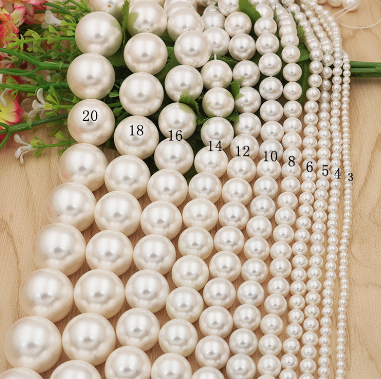 3-12mm Round White Sea Shell Pearl Loose Beads for Jewelry Making DIY Strands