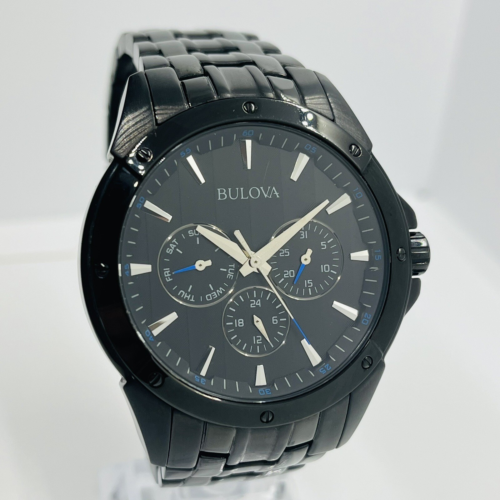 Bulova Men’s Black Stainless Steel 43mm Watch 98C121 Multifunction