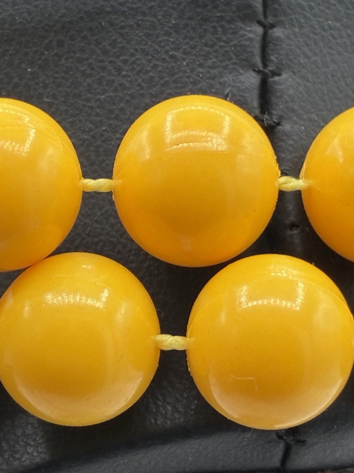 Vintage Mustard Yellow Bead Necklace 36 Inch Continuous Strand