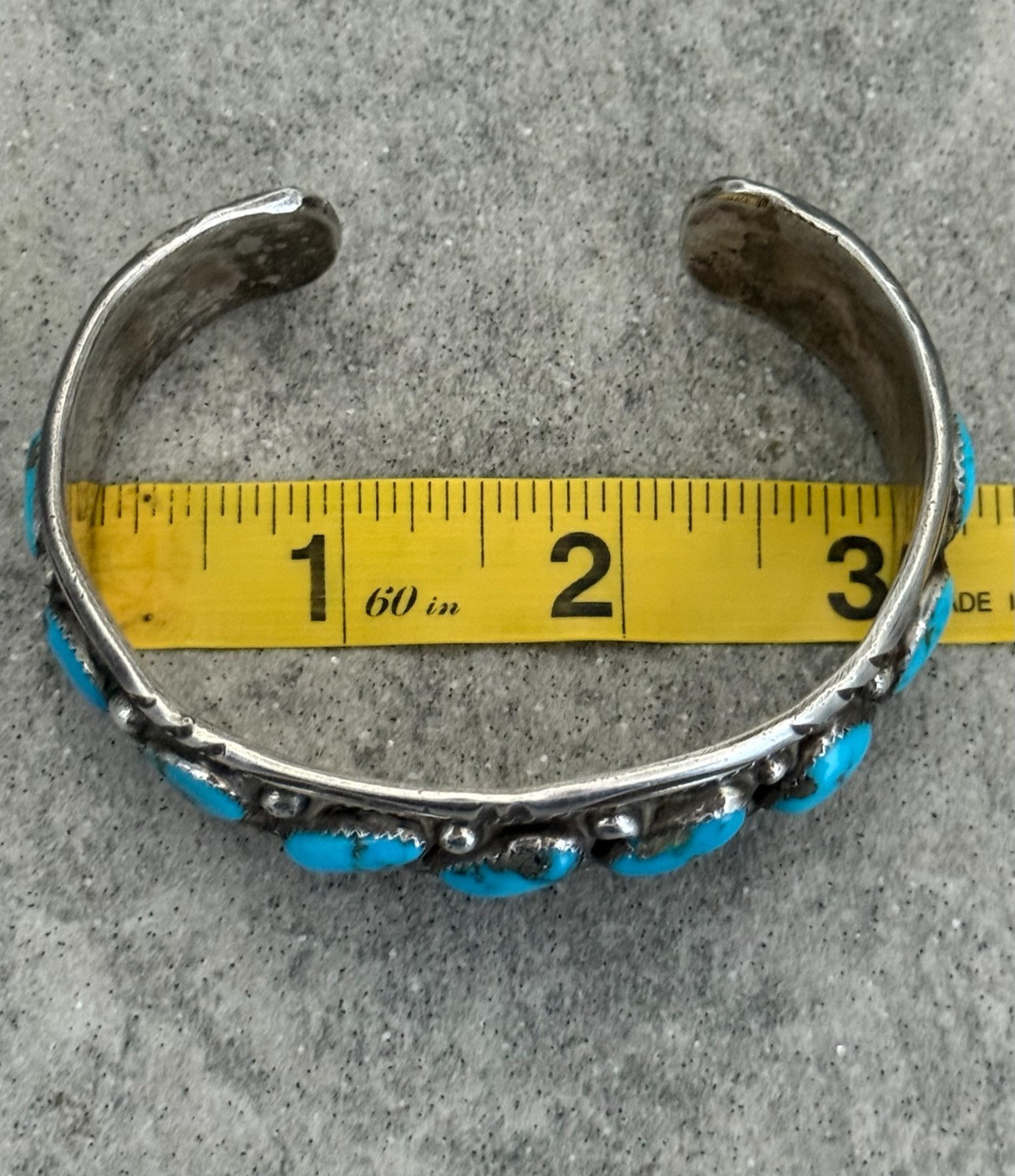 Vintage Native American Navajo MORENCI TURQUOISE Sterling LARGE Bracelet 8.25 in