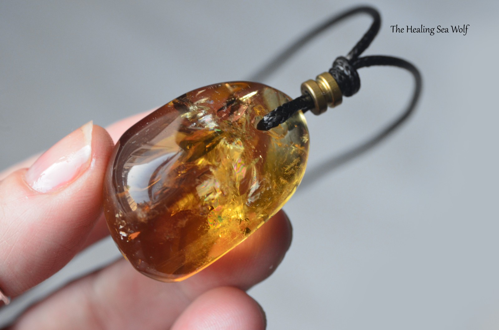 Natural Zambian Citrine Necklace with Rainbows Super Attractor Manifestation