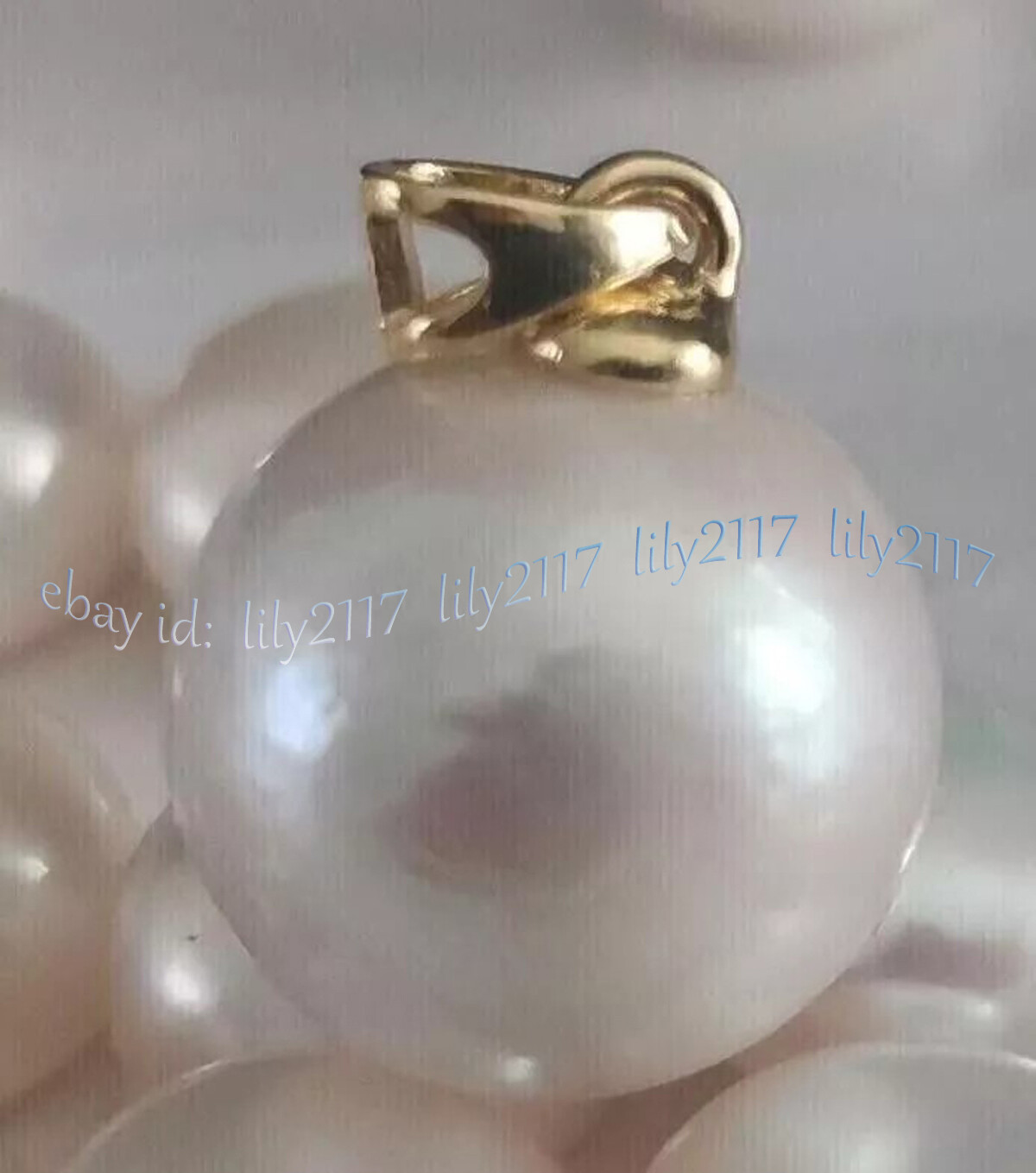 Gorgeous AAAA Huge 9.5-10mm Natural Round South Sea White Pearl Pendant 14K Gold