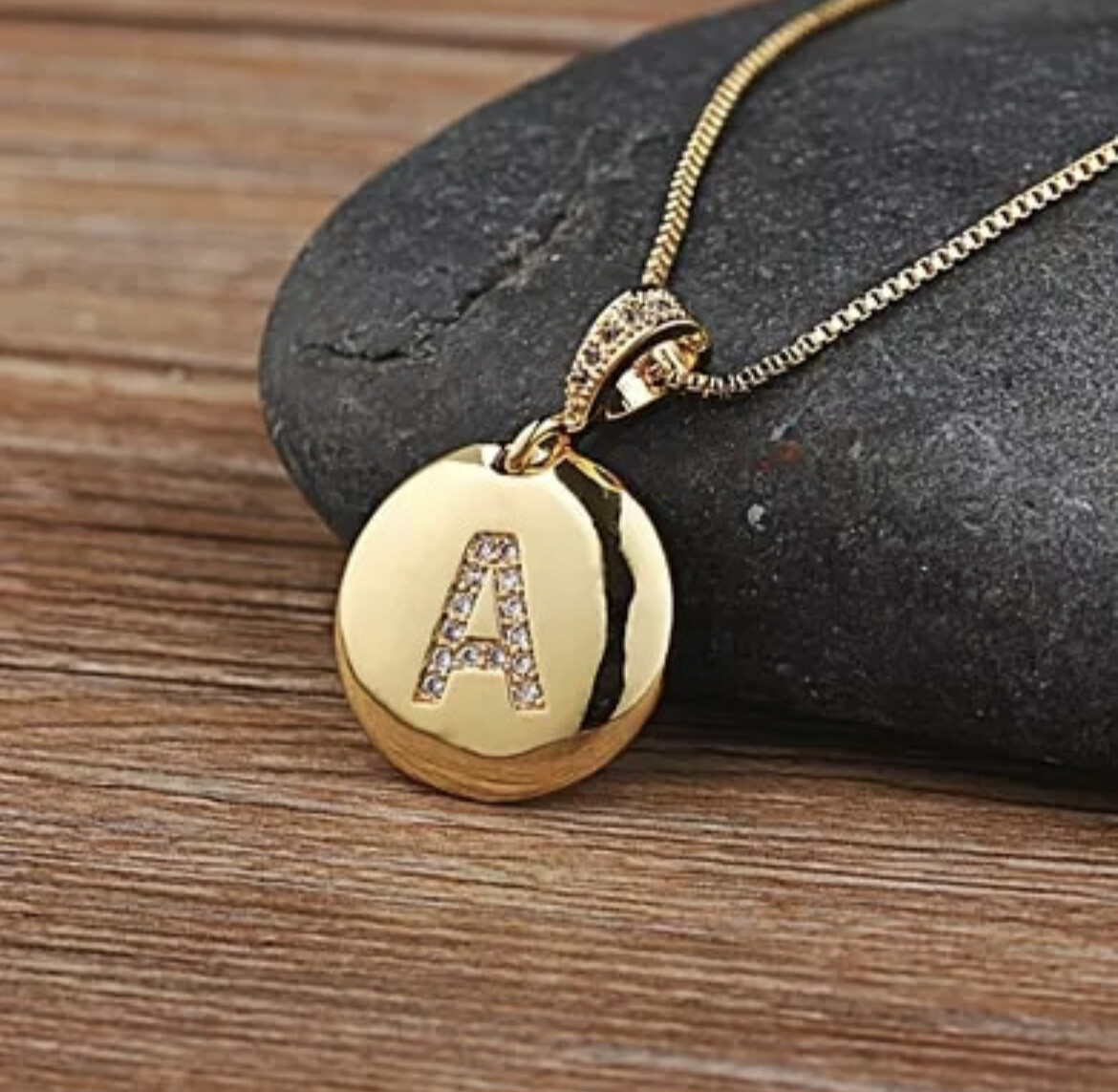 Women’s Fashion Jewelry Gold CZ Letter Initial Pendant Necklace 1-74