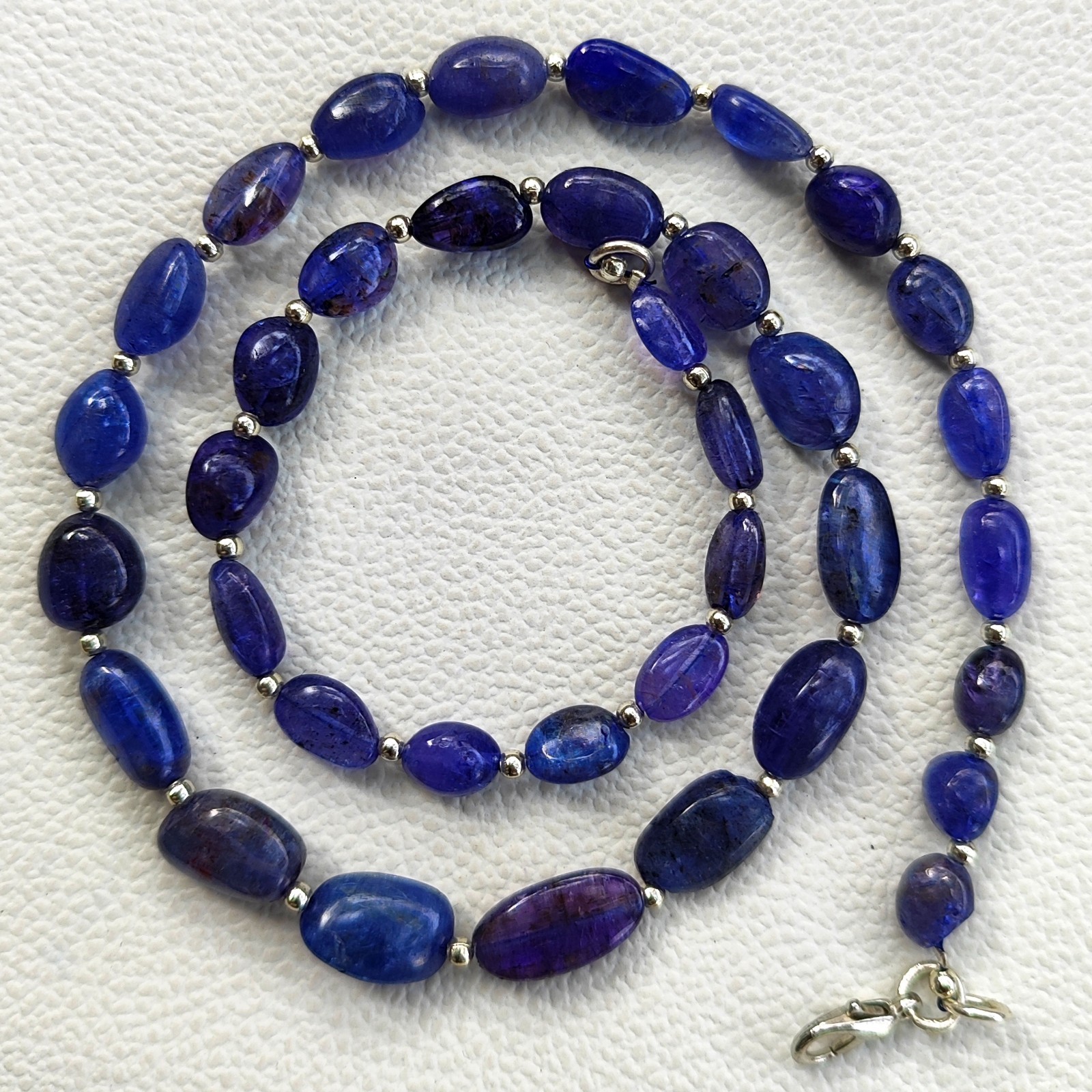 Tanzania Bicolor Tanzanite Smooth Nugget Beads Necklace 17.5 Inch 9-12mm Gems