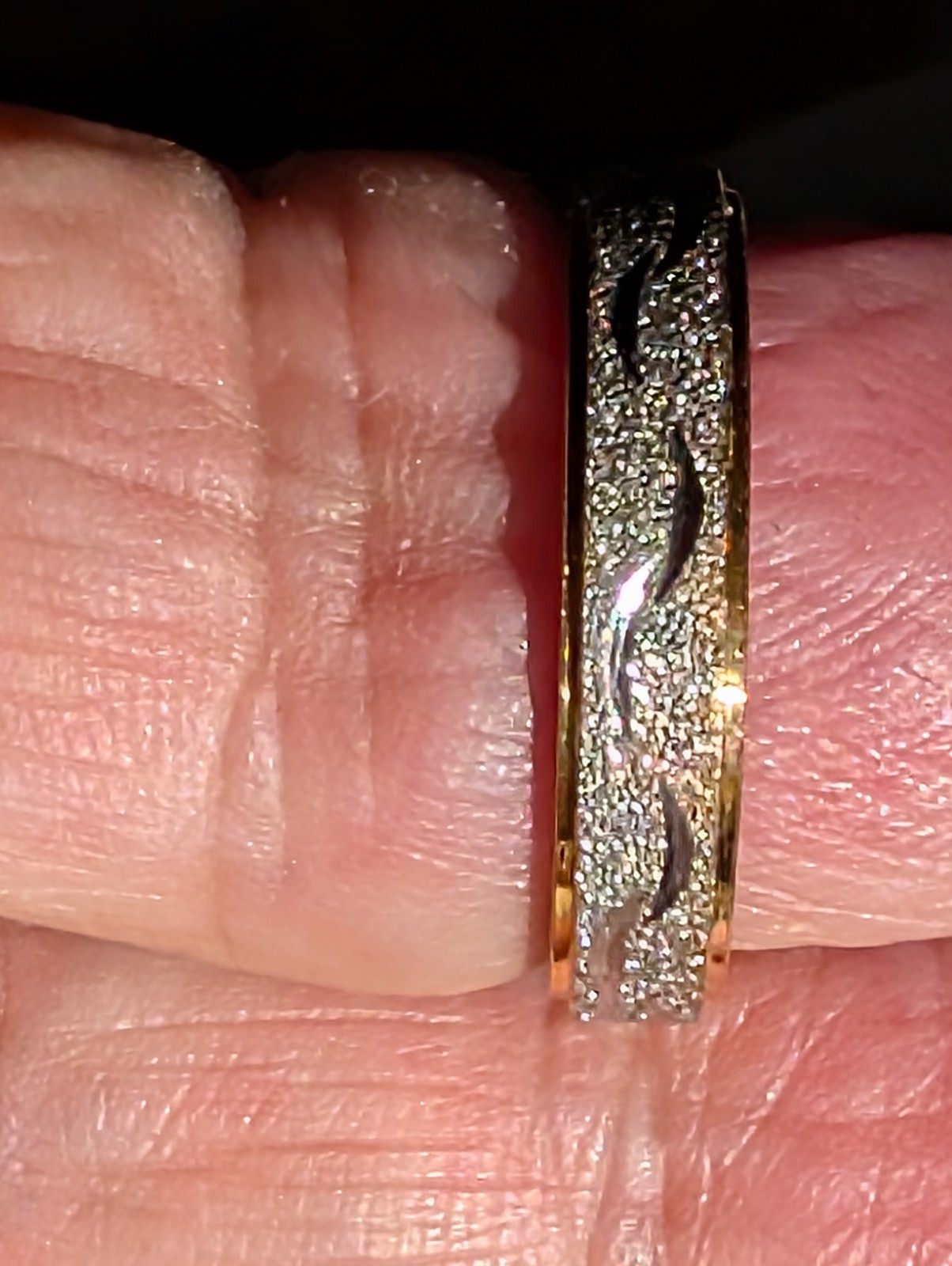 Gold & Silver Color Engagement & Wedding Ring Set – Created Diamond, Etched