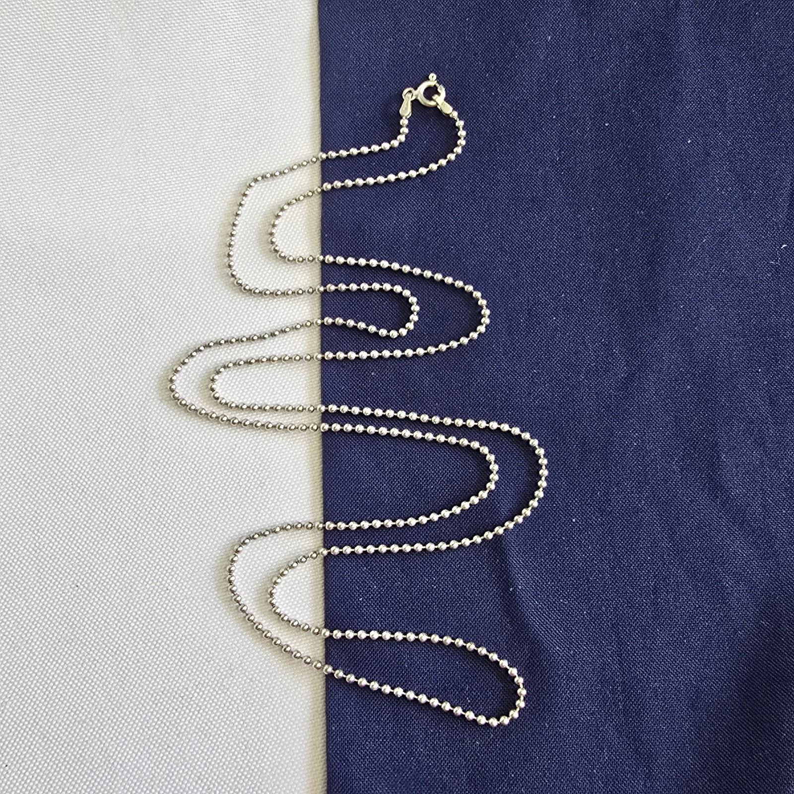 Sterling Silver Necklace 7.71g Fine Jewelry 30″ Ball Chain Spring Ring