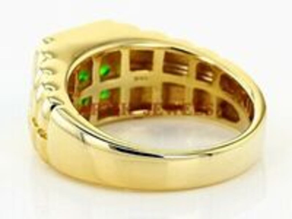 Natural Tsavorite Gemstone With 14K Gold Plated Silver Ring for Men’s #2912
