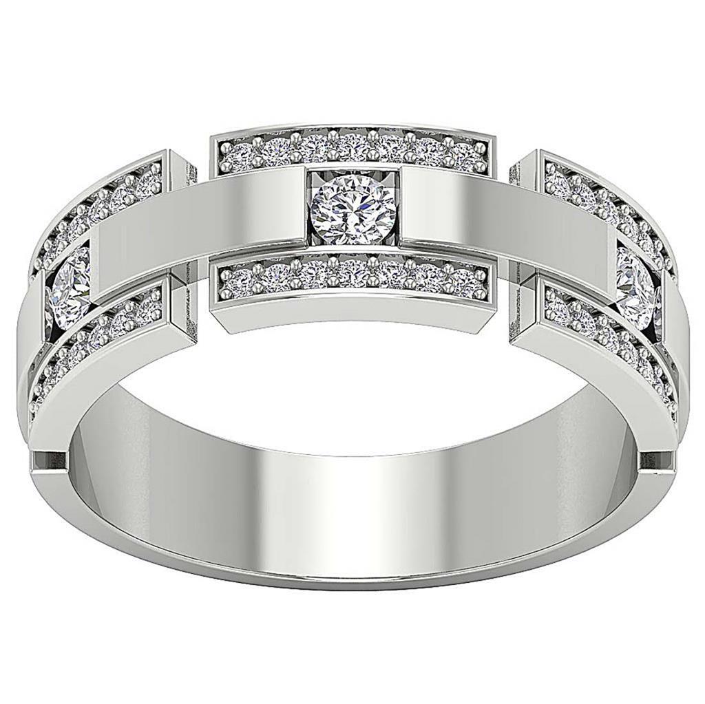 Lab Grown Round Diamond VS1 F 0.85 Carat 14K Gold Men’s Engagement Wedding Ring