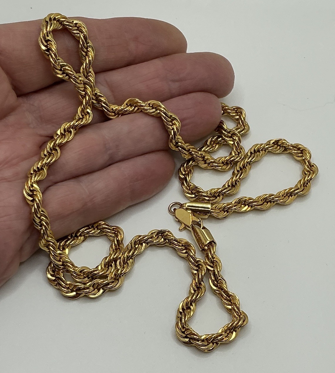 24K GP 5MM Gold Rope Chain 24″ Gold Plate 34.22 Grams Necklace Mens Womens
