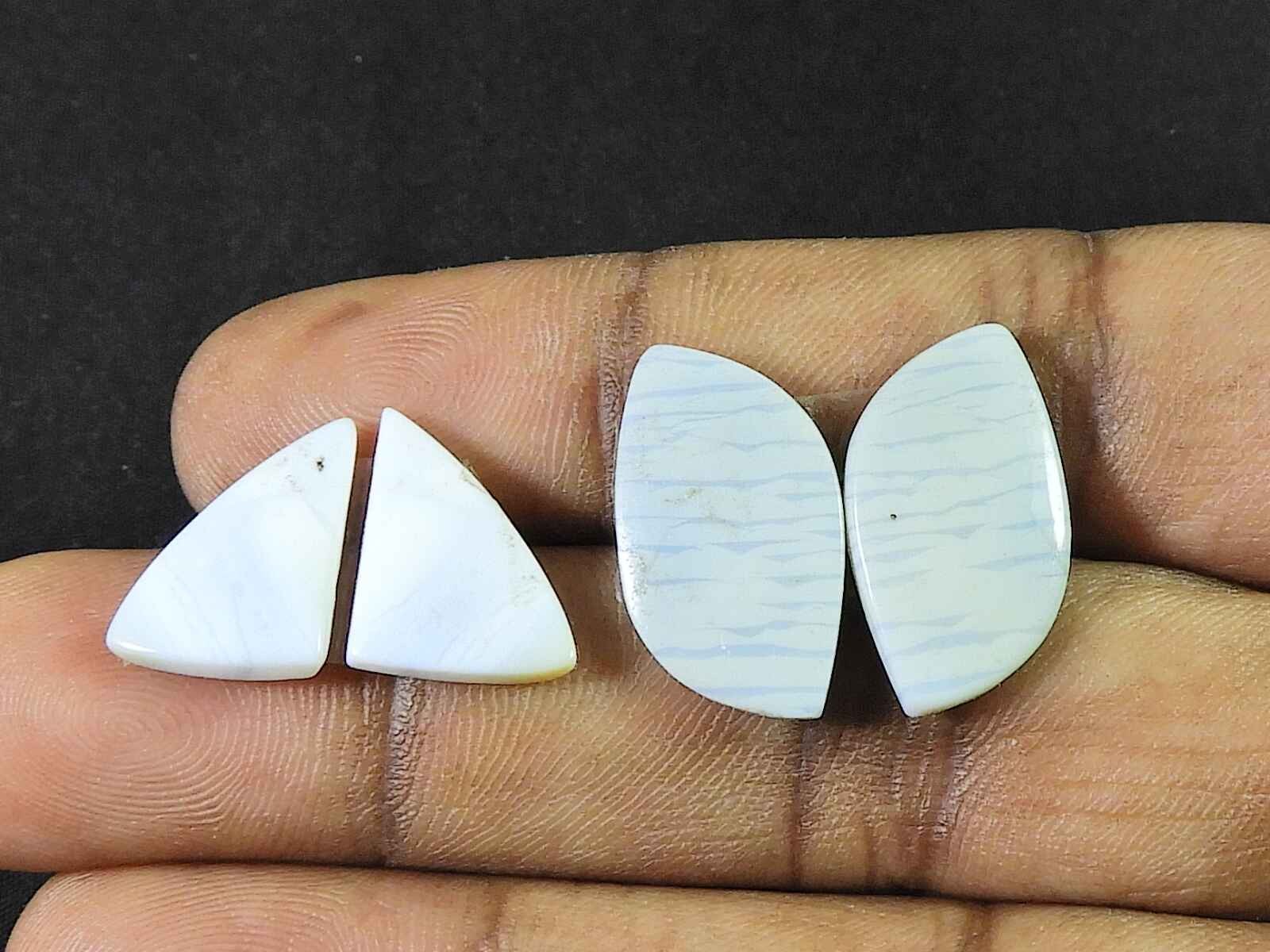 17-21MM Natural White Jasper Matched Pair 2Pcs Cabochon Gemstone 18Cts.