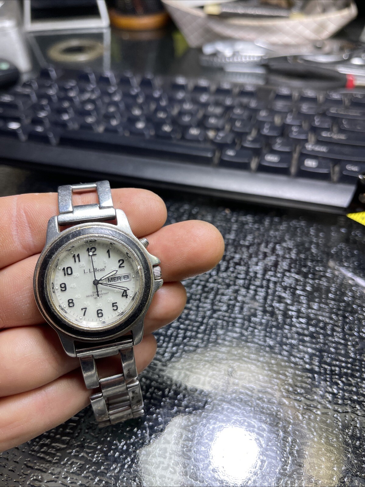 Vintage LL BEAN Quartz Watch Steel 165 FT Model 364. Rare Model. Needs Battery