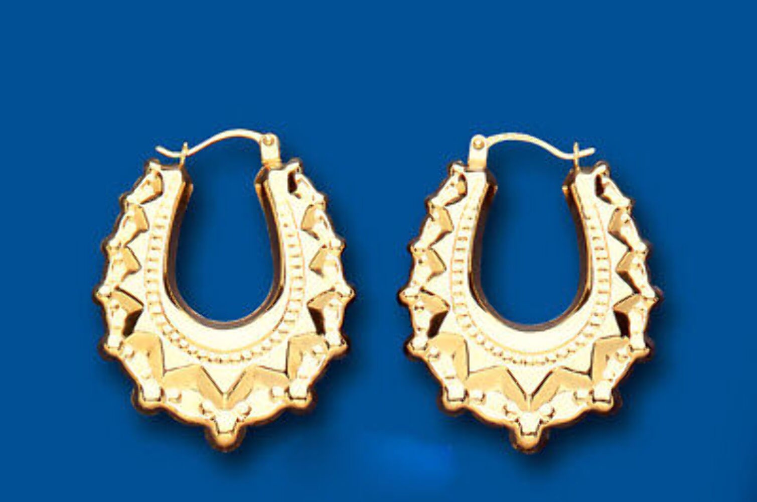 Gold Creole Hoop Victorian Style Hoops Yellow Gold 21 x 28mm