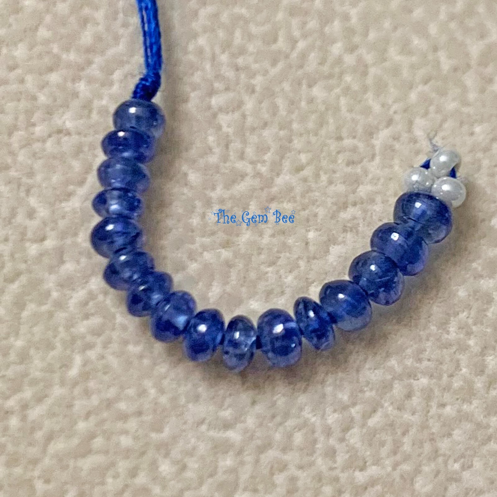 2.4mm-2.8mm Unheated Burmese Gem Royal Blue Sapphire Smooth Rondelle Beads 1″