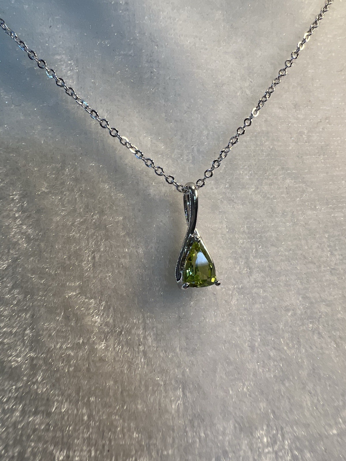 ANGARA .75ctw Pear Peridot Pendant Adjustable Slider Necklace 18in 925 Sterling