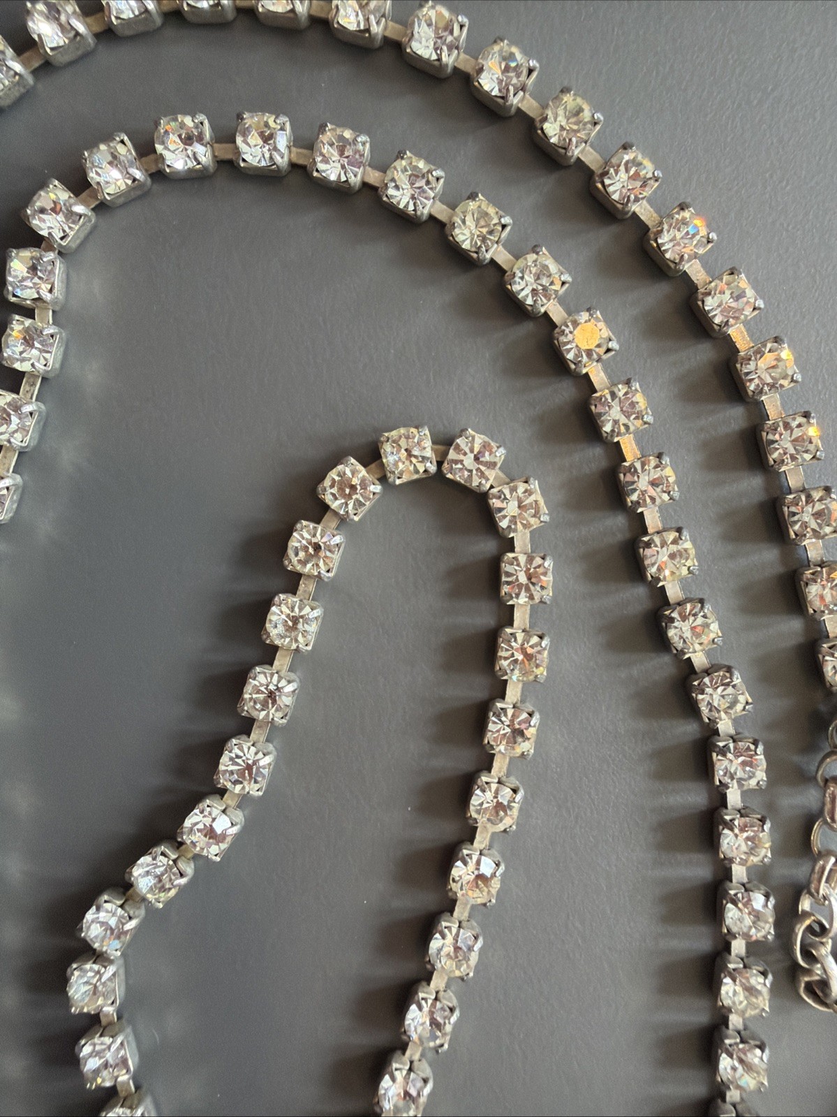 Vintage Estate Long Rhinestone Necklace 24+ Inch Glam Statement Jewelry