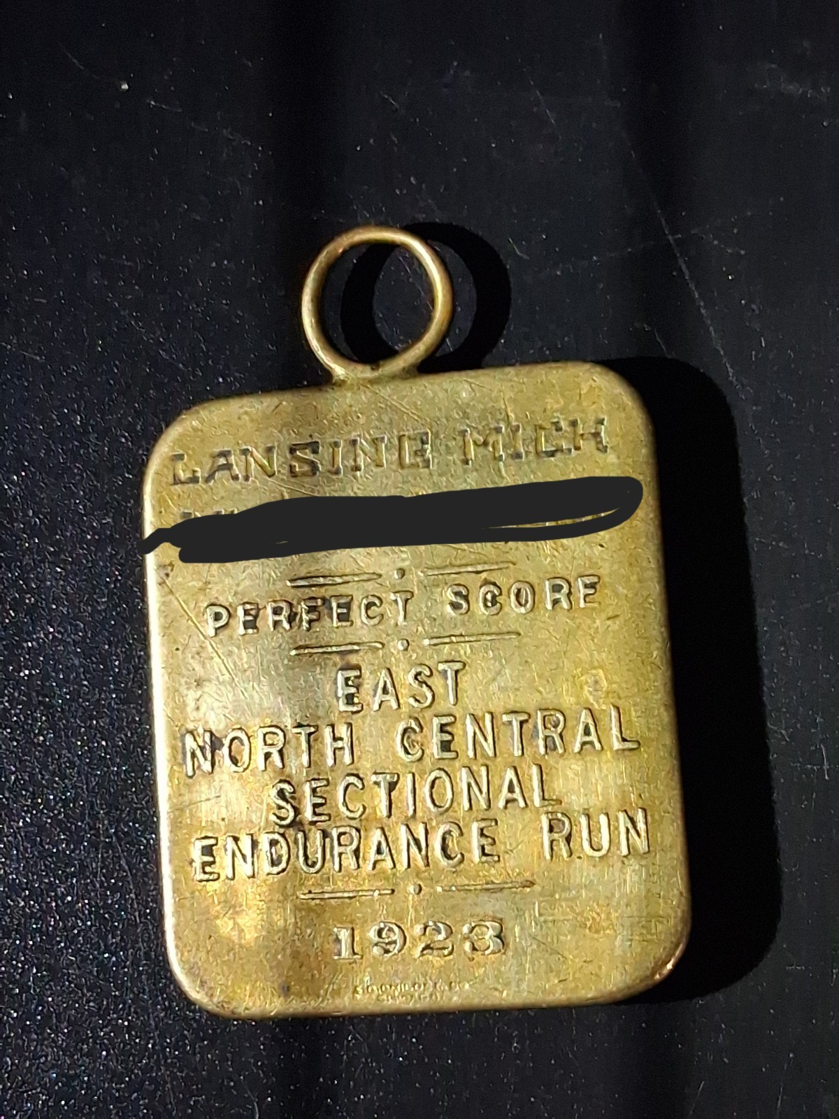 1st Yr. JACK PINE RUN Brass Fob Award Lansin MI. 1923 Pre J.P.R. PERFECT SCORE!!