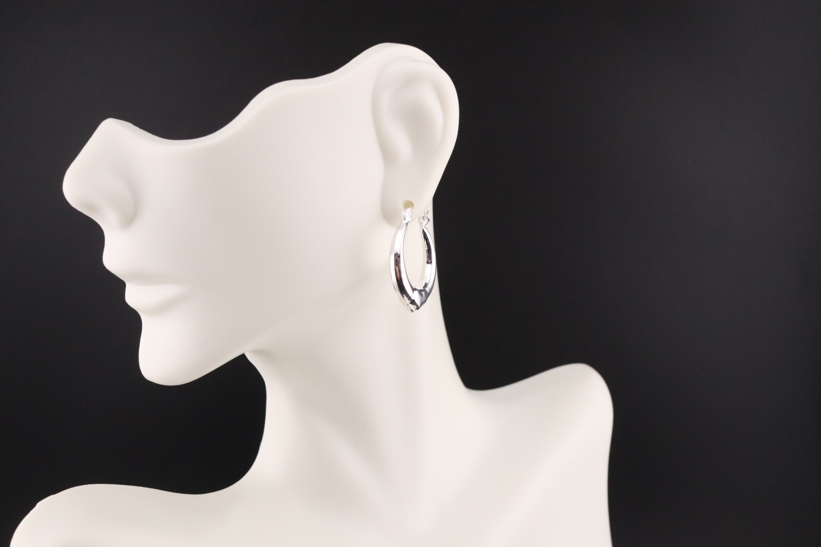 Women’s Sterling Silver Heart Hoop Earrings Polished Lightweight Jewelry **