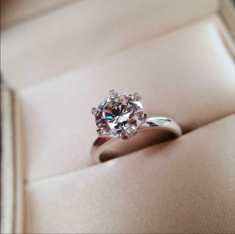 925 Sterling Silver 2CT Carbon Gem Wedding Engagement Ring R168 High Quality