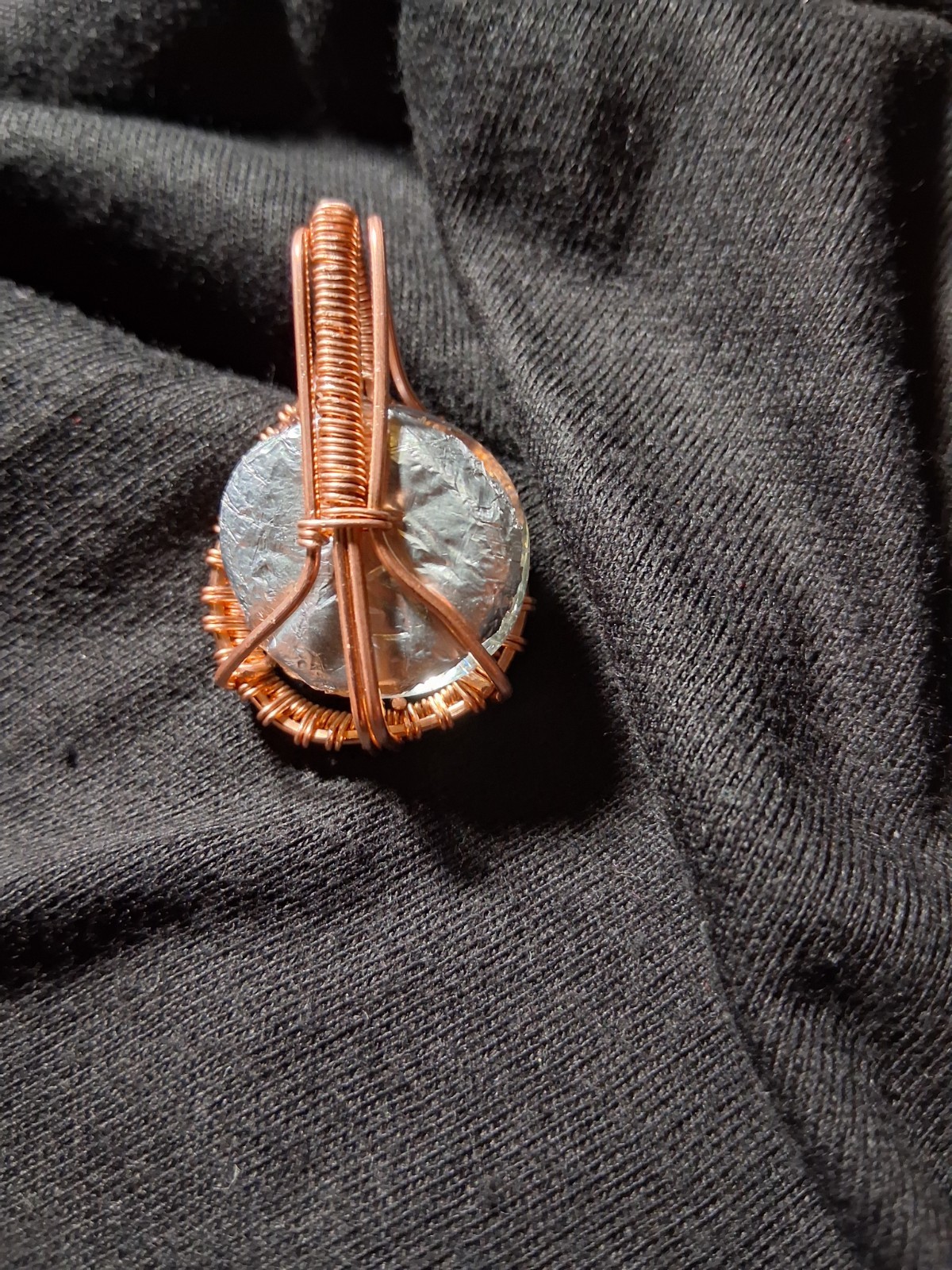 Handcrafted Copper Wire Wrapped Glass Pendant Charm