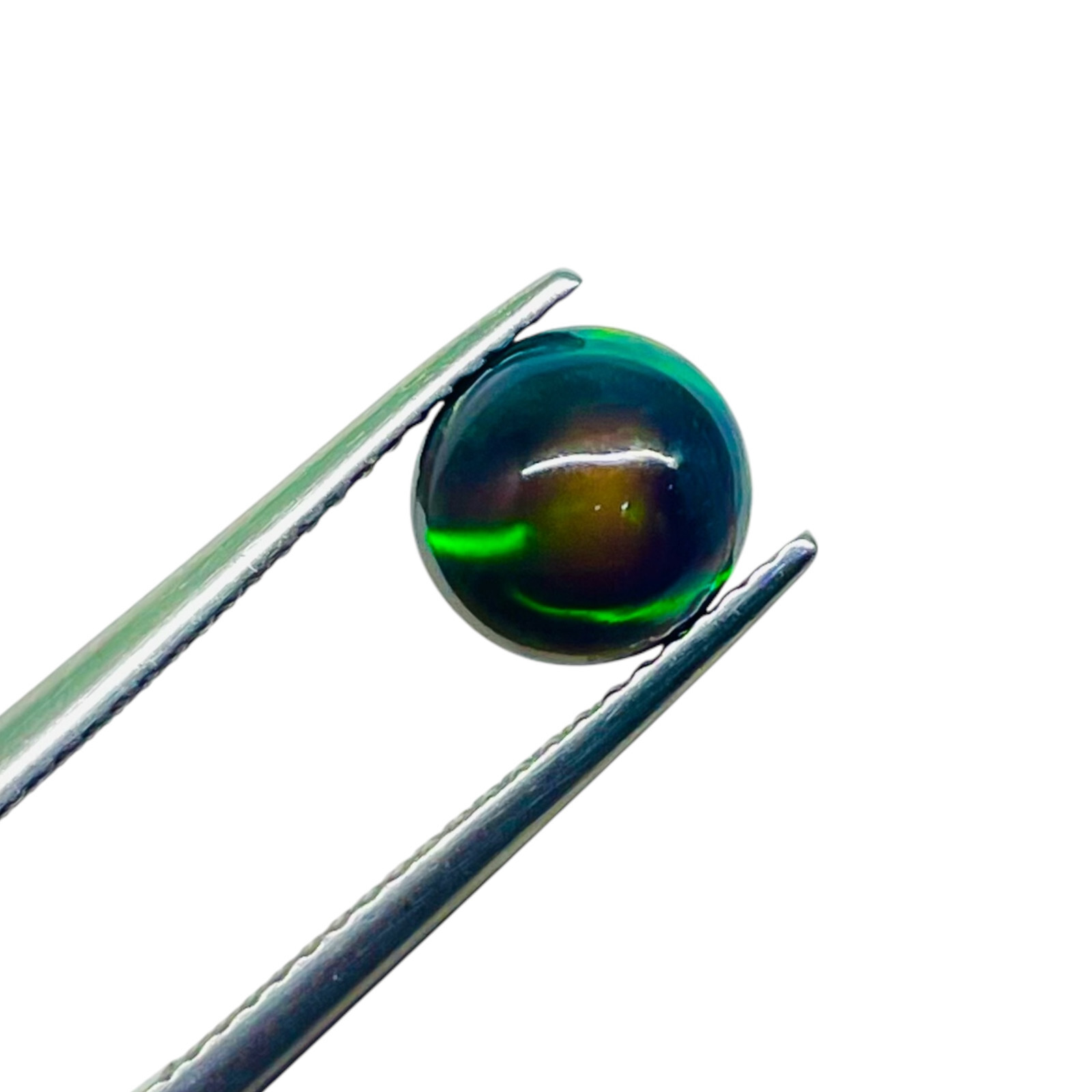 1.00 Ct Natural Ethiopian Black Opal 7.7 Round Flashy Loose Cabochon Gemstone