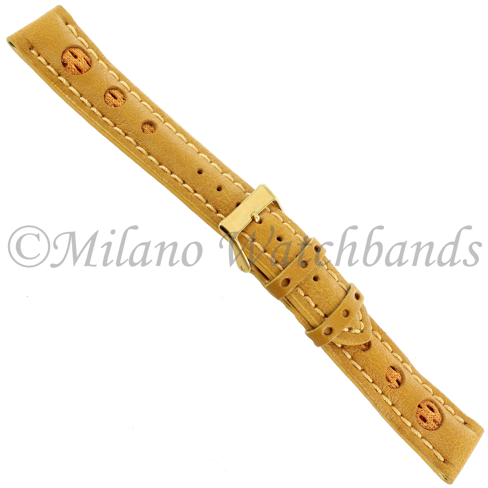 18mm Morellato Dri-Lex Soft Flexible Honey Tan Padded Stitched Watch Band 1495